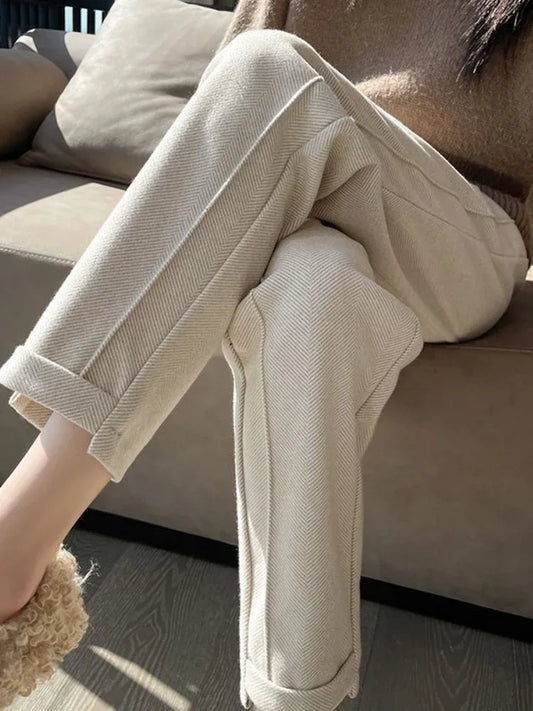 Cropped Cozy Tweed Trousers