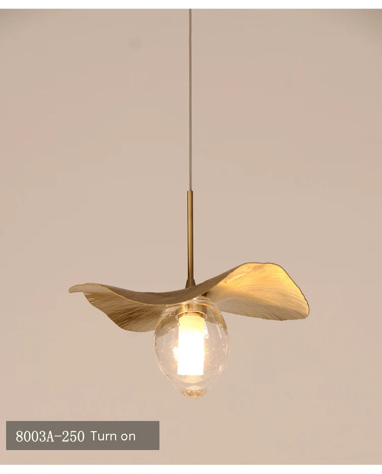 Lotus Leaf LED Pendant Lamp: Modern Brass Luminaires for Restaurant and Home