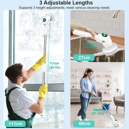 Household Electric Cleaning Brush: 8-in-1 Wireless Rotatable Cleaner for All Surfaces