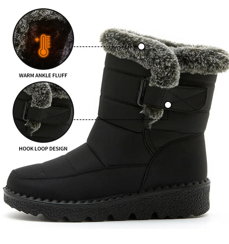 FrostGuard: Stylish Waterproof Fur-Lined Boots