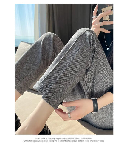 Cropped Cozy Tweed Trousers