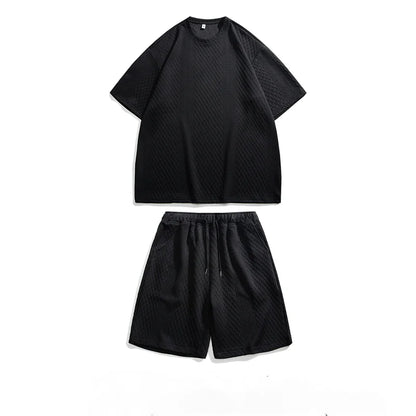 Summer Men's Set: High Quality Korean Fashion Loose T-Shirts & Shorts