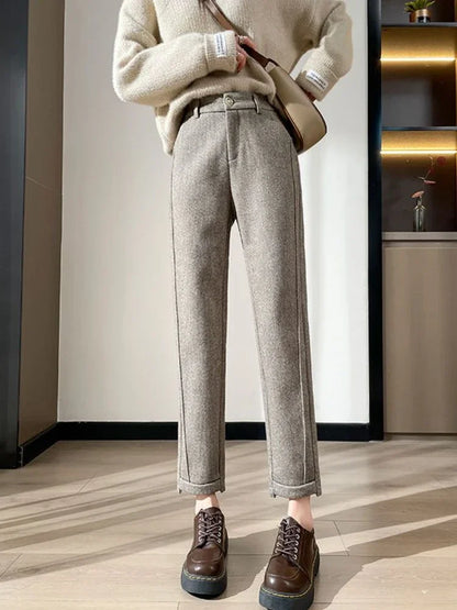 Cropped Cozy Tweed Trousers