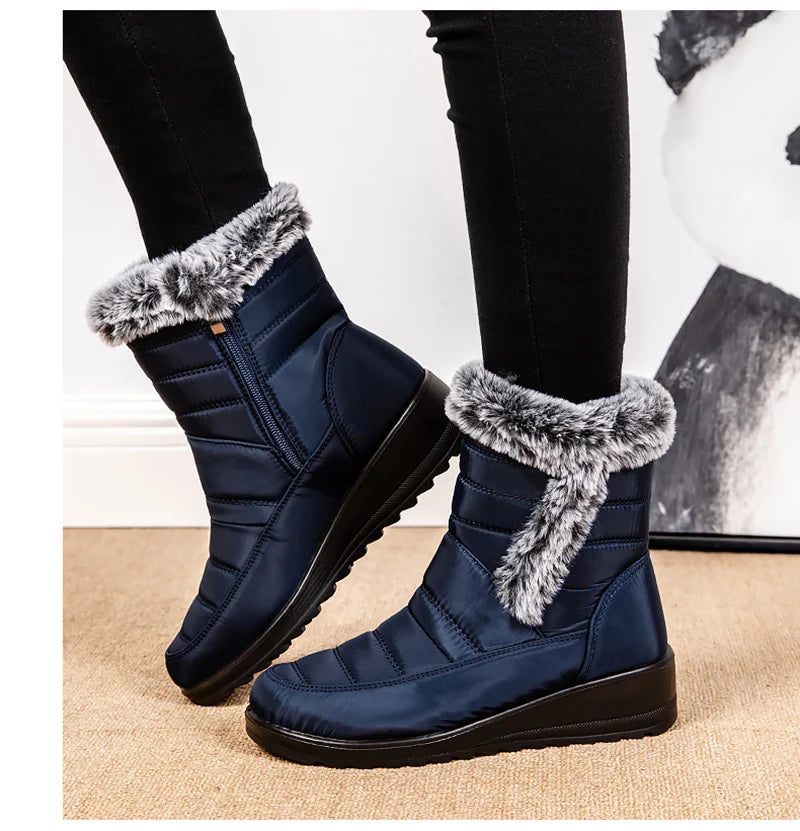 Frosty Footprints: Waterproof Warm Ankle Boots