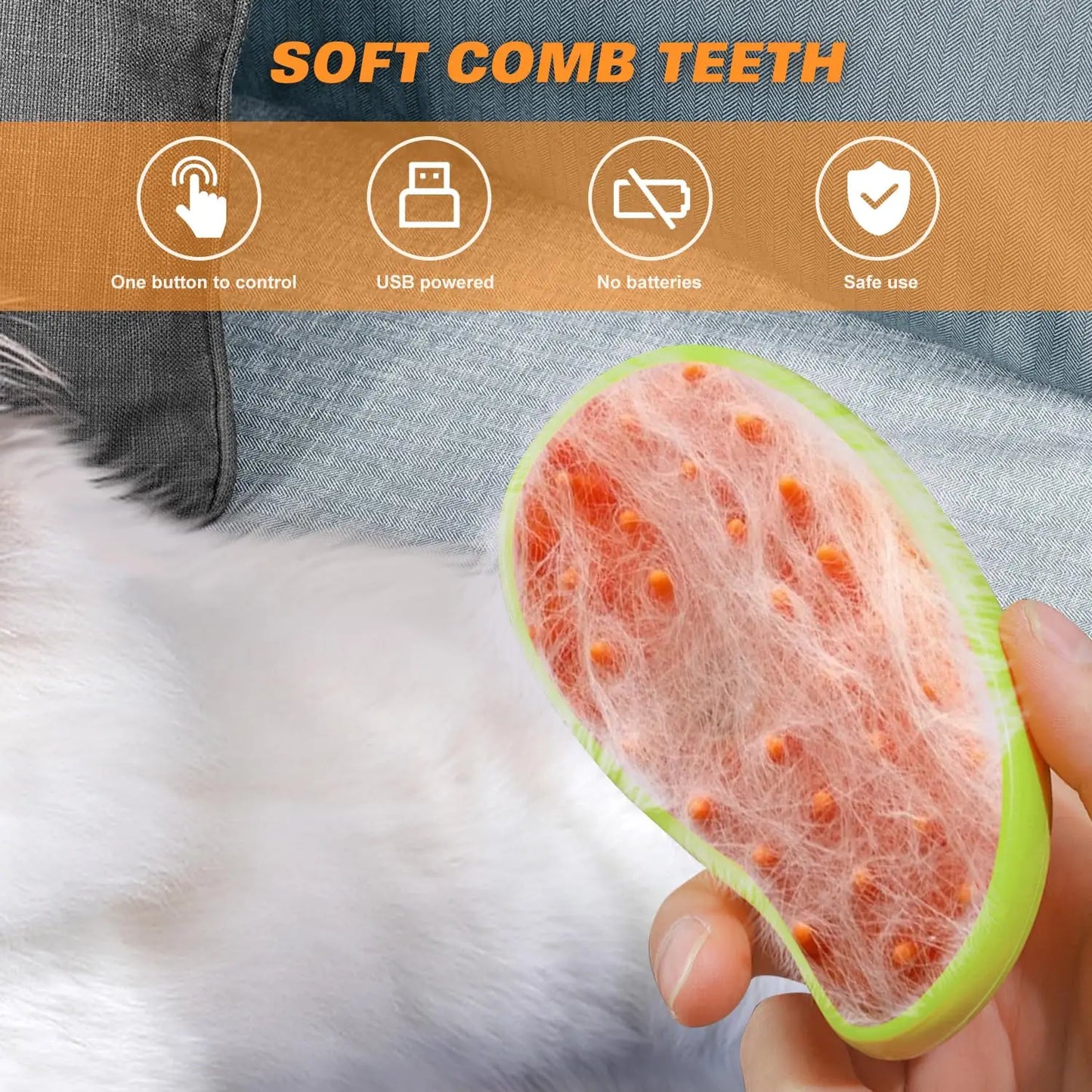 Steam Spray Pet Comb: Grooming Brush for Cats and Dogs with Soft Silicone Bristles