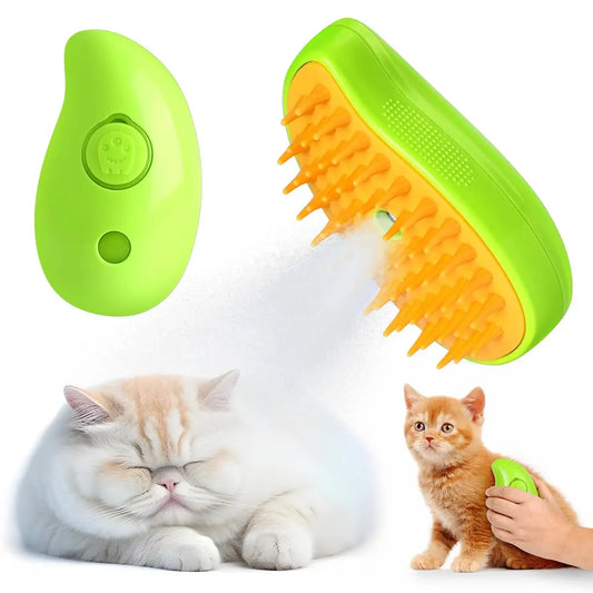 Steam Spray Pet Comb: Grooming Brush for Cats and Dogs with Soft Silicone Bristles