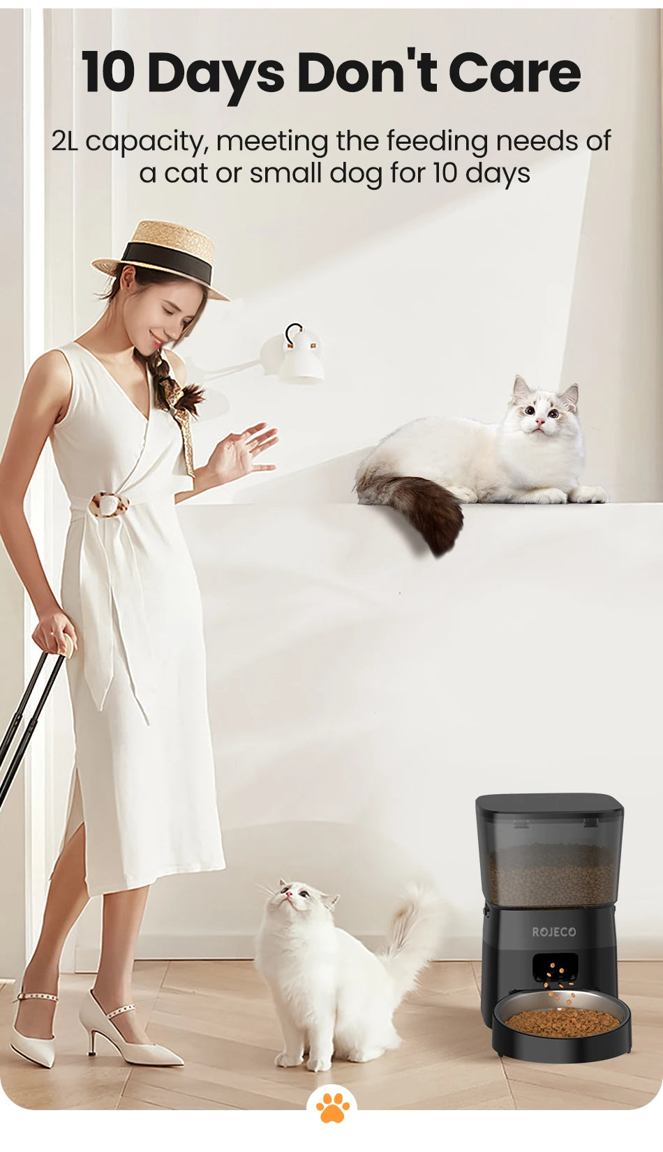 Smart Auto Pet Feeder: Button Control Food Dispenser for Cats & Dogs