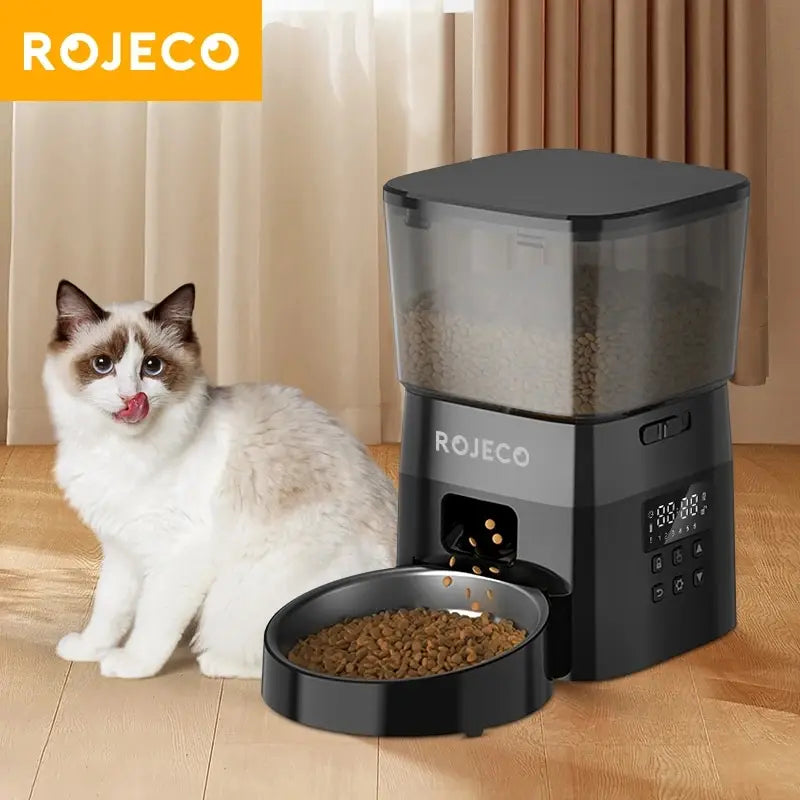 Smart Auto Pet Feeder: Button Control Food Dispenser for Cats & Dogs