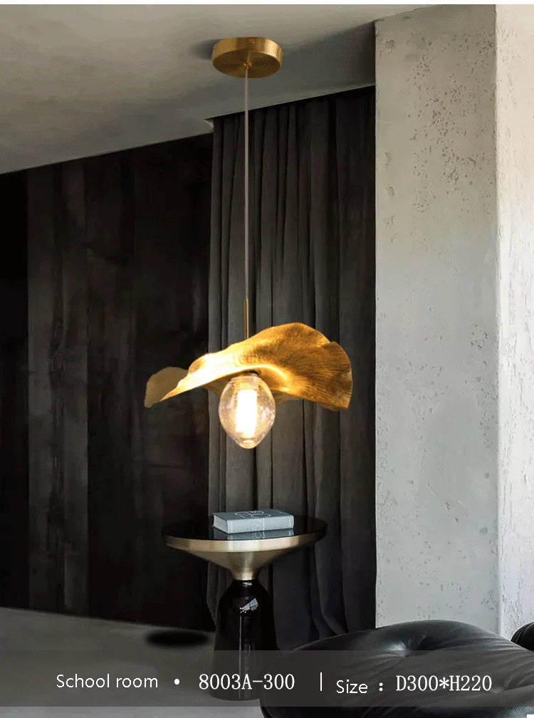 Lotus Leaf LED Pendant Lamp: Modern Brass Luminaires for Restaurant and Home