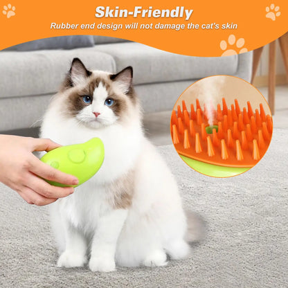 Steam Spray Pet Comb: Grooming Brush for Cats and Dogs with Soft Silicone Bristles