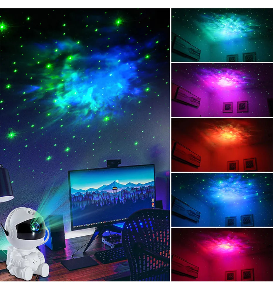 Astronaut Star Projector: Galaxy Night Light with Starry Nebula LED for Kids