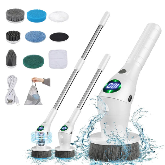 Household Electric Cleaning Brush: 8-in-1 Wireless Rotatable Cleaner for All Surfaces