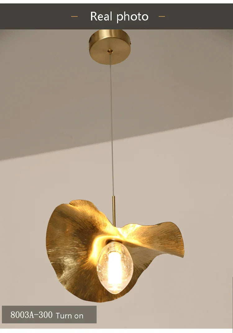 Lotus Leaf LED Pendant Lamp: Modern Brass Luminaires for Restaurant and Home