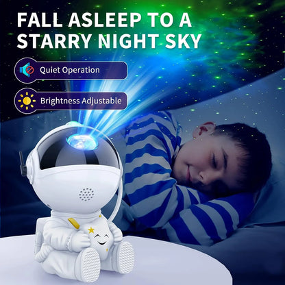 Astronaut Star Projector: Galaxy Night Light with Starry Nebula LED for Kids