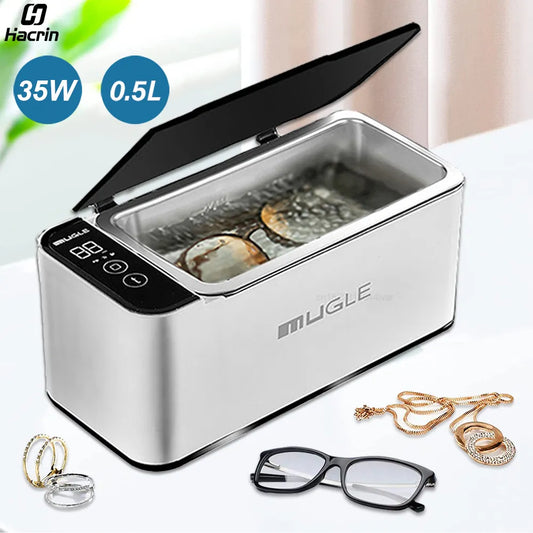 Powerful Ultrasonic Glasses Cleaner: 35W 500ML Jewelry Cleaning Machine