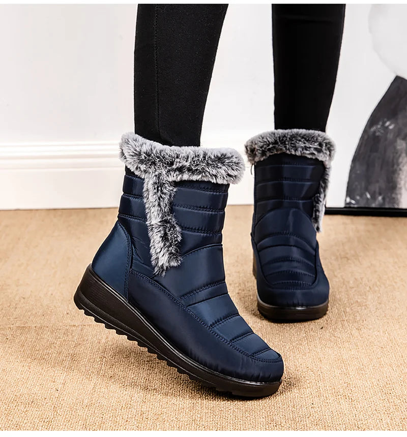 Frosty Footprints: Waterproof Warm Ankle Boots