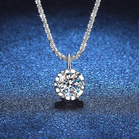 Lab Diamond Moissanite Necklace: NeeTim 2ct Sterling Silver Wedding Jewelry